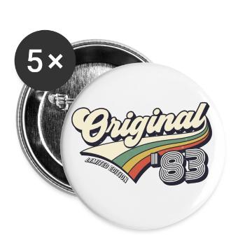 Original 1983 Vintage Vintage Retro Birthday - Lot de 5 grands badges (56 mm) - blanc - Devant