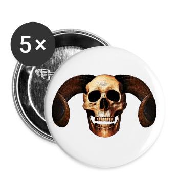 Ram Skull - Buttons large 2.2''/56 mm (5-pack) - white - Front