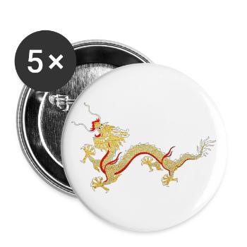 Asian Dragon Fortune Protection Symbol - Buttons large 2.2''/56 mm (5-pack) - white - Front