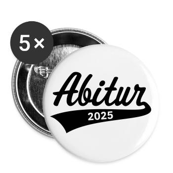 Abitur 2025 (Abiturient / Abi / Hochschulreife B) - Buttons groß 56 mm (5er Pack) - Weiß - Vorne