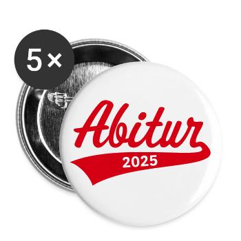 Abitur 2025 (Abiturient Abi Hochschulreife / Red) - Buttons groß 56 mm (5er Pack) - Weiß - Vorne