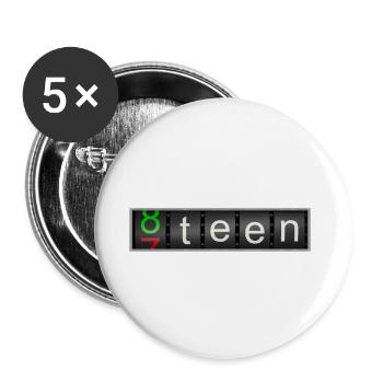 Geburtstag 18 Jahre alt - Buttons groß 56 mm (5er Pack) - Weiß - Vorne