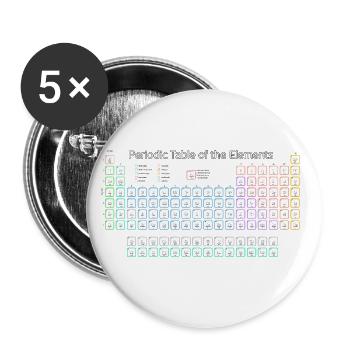 Tableau périodique des éléments Tableau périodique - Lot de 5 grands badges (56 mm) - blanc - Devant