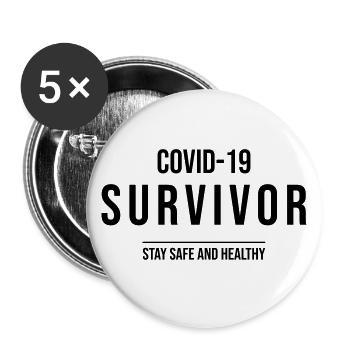 COVID-19 Survivor - Buttons large 2.2''/56 mm (5-pack) - white - Front