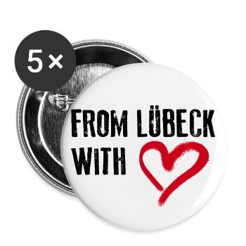 DE LÜBECK WITH LOVE Lübeck Amour - Lot de 5 grands badges (56 mm) - blanc - Devant