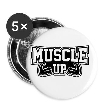Bizeps Muscle Up Gym Fitness - Buttons groß 56 mm (5er Pack) - Weiß - Vorne