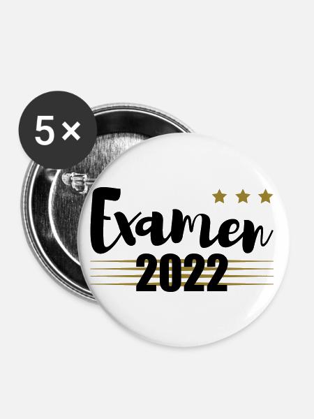 Examen 2022 gold - Buttons groß 56 mm (5er Pack) - Weiß