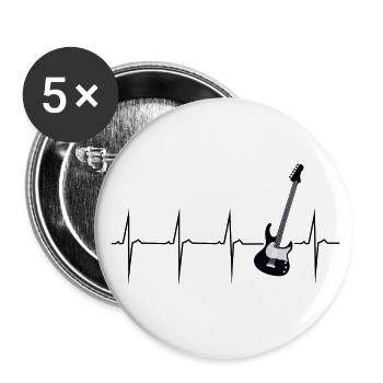 mon cœur bat pour e guitare - Lot de 5 grands badges (56 mm) - blanc - Devant