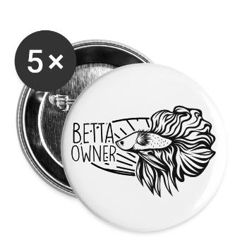 Betta Fish Besitzer Tropical Fish - Buttons groß 56 mm (5er Pack) - Weiß - Vorne
