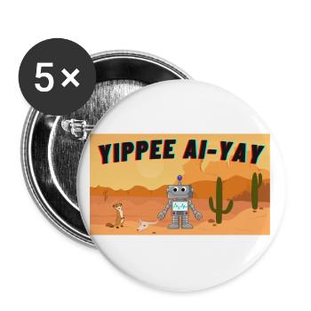 KI trifft Prärie - Buttons groß 56 mm (5er Pack) - Weiß - Vorne