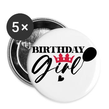 Birthday Queen 13 Joyeux anniversaire - Lot de 5 grands badges (56 mm) - blanc - Devant
