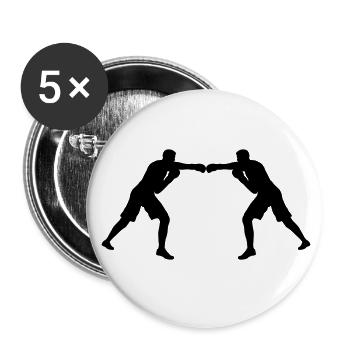 Einheit durch Farben! Zwei bunte Boxfiguren im Gle - Buttons groß 56 mm (5er Pack) - Weiß - Vorne
