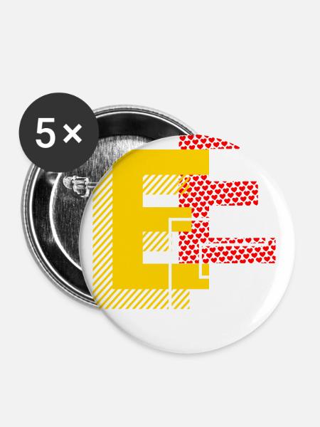 Drei E - Buttons groß 56 mm (5er Pack) - Weiß