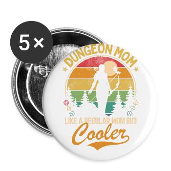 Dungeon Mom - Wie eine normale, aber coolere Mutter - Buttons groß 56 mm (5er Pack) - Weiß - Vorne
