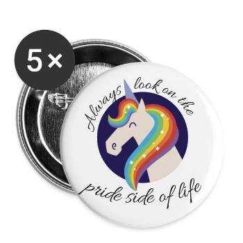 Look on the PRIDE side of life LGBTQI+ - Buttons groß 56 mm (5er Pack) - Weiß - Vorne