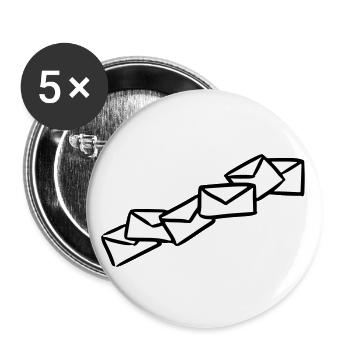 Briefe Nachrichten Sendung message letters - Buttons groß 56 mm (5er Pack) - Weiß - Vorne
