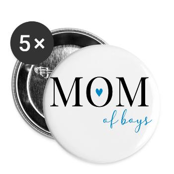 Mom of Boys / Boys Mom / Mom of Guys - Buttons large 2.2''/56 mm (5-pack) - white - Front