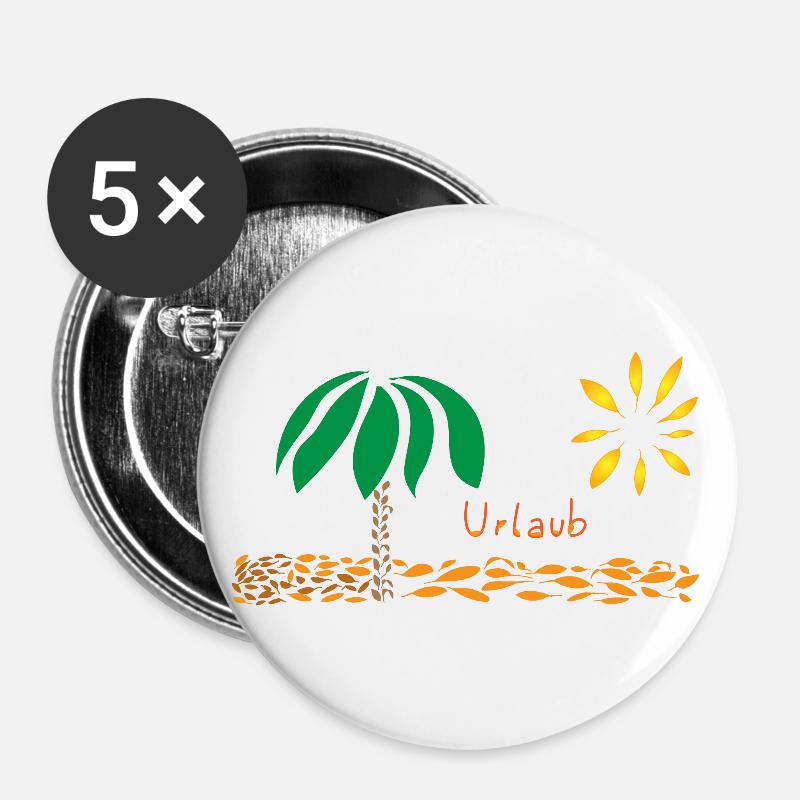 UrLAUB illustriert - Buttons groß 56 mm (5er Pack) - Weiß