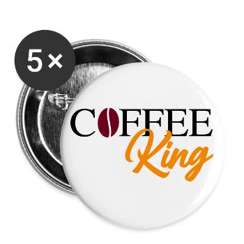 Coffee King mit Bohne - Buttons groß 56 mm (5er Pack) - Weiß - Vorne