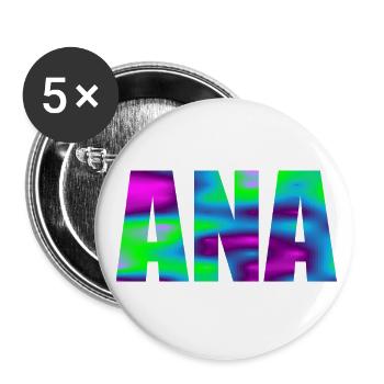 First name Ana in colorful capital letters - Buttons large 2.2''/56 mm (5-pack) - white - Front
