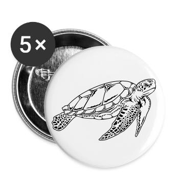 Schildkröte Kriechtier Meer maritim Ozean lahm - Buttons groß 56 mm (5er Pack) - Weiß - Vorne
