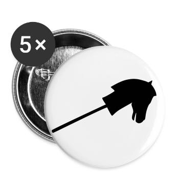 Steckenpferd in weiß - Buttons groß 56 mm (5er Pack) - Weiß - Vorne