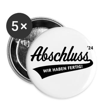 Abschluss 2024 – Wir Haben Fertig! (Schule Black) - Buttons groß 56 mm (5er Pack) - Weiß - Vorne