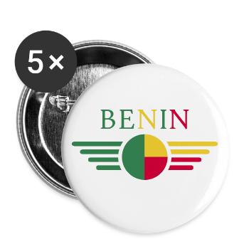 Ich liebe Benin, Eleganz Stil Design T-Shirt - Buttons groß 56 mm (5er Pack) - Weiß - Vorne