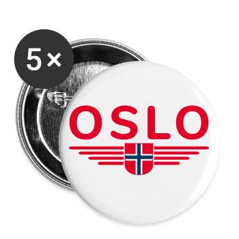Oslo T-shirt for fans and Norway lovers - Buttons large 2.2''/56 mm (5-pack) - white - Front