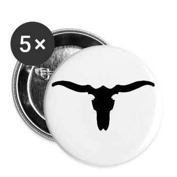 Tierschädel mit Hörnern - Buttons groß 56 mm (5er Pack) - Weiß - Vorne