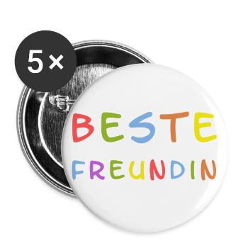 Beste Freundin - Buttons groß 56 mm (5er Pack) - Weiß - Vorne