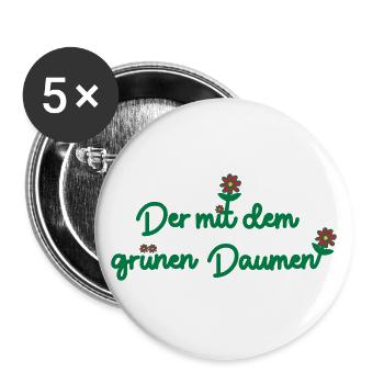 Der mit dem grünen Daumen - Buttons groß 56 mm (5er Pack) - Weiß - Vorne