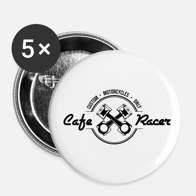 Cafe Racer Motorrad Motorcycle Custom Biker Tuner - Buttons large 2.2''/56 mm (5-pack) - white