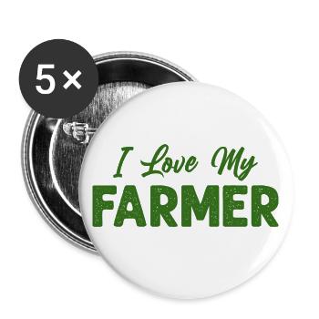 Ich liebe meine Farmer Funny Farming - Buttons groß 56 mm (5er Pack) - Weiß - Vorne