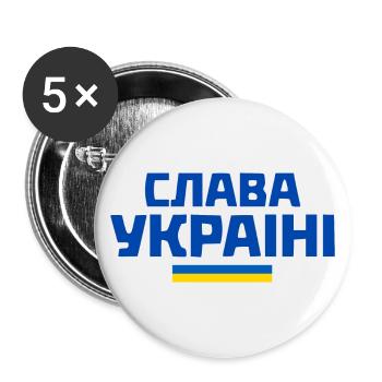 Slava ukraini - Buttons groß 56 mm (5er Pack) - Weiß - Vorne