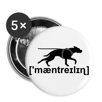 Mantrailing Lautschrift - Buttons groß 56 mm (5er Pack) - Weiß - Vorne