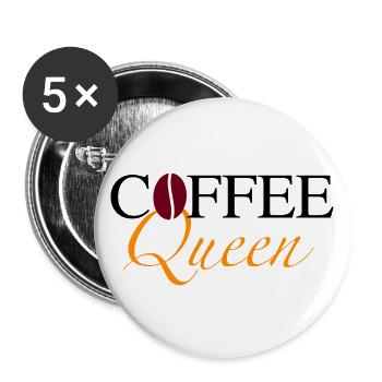 Coffee Queen with bean - Buttons large 2.2''/56 mm (5-pack) - white - Front