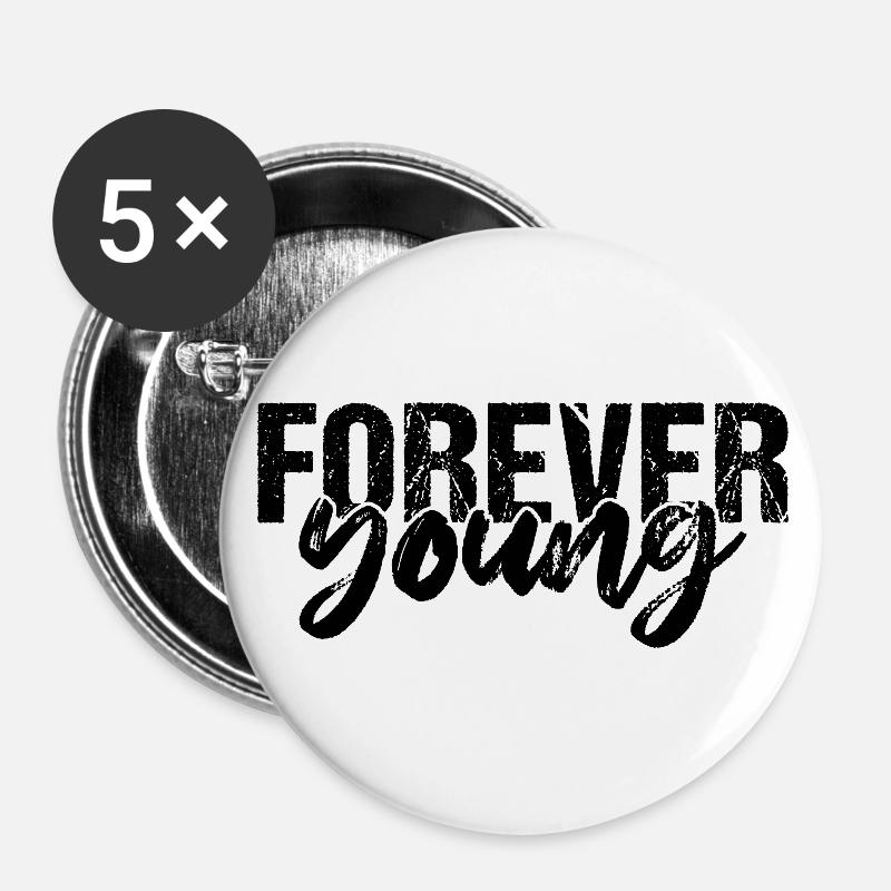 Forever Young - Buttons large 2.2''/56 mm (5-pack) - white