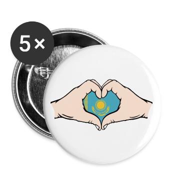 Kazakhstan en forme de coeur avec les mains - Lot de 5 grands badges (56 mm) - blanc - Devant