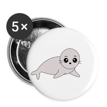 Seals, seals, seals, seals animals - Buttons large 2.2''/56 mm (5-pack) - white - Front