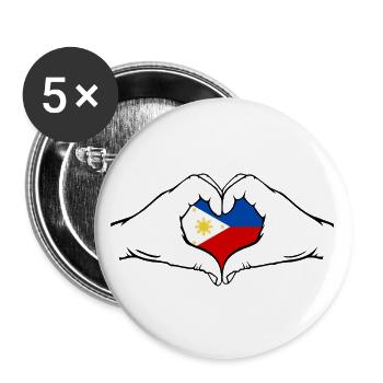 Philippinen Flagge Herzform - Buttons groß 56 mm (5er Pack) - Weiß - Vorne