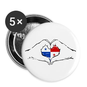 Panama Flag Heart Shape Used - Buttons large 2.2''/56 mm (5-pack) - white - Front