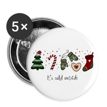 Weihnachtsmotiv - Weihnachten, Zuckerstange - Buttons groß 56 mm (5er Pack) - Weiß - Vorne