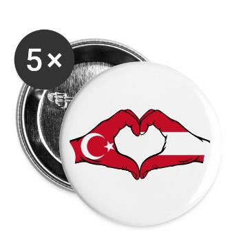 Türkiye Austria heart shape with hands - Buttons large 2.2''/56 mm (5-pack) - white - Front