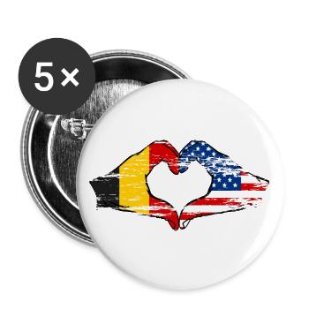Belgium USA heart shape with hands used - Buttons large 2.2''/56 mm (5-pack) - white - Front
