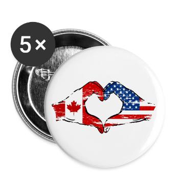 Canada USA heart shape with hands used - Buttons large 2.2''/56 mm (5-pack) - white - Front