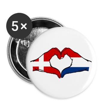 Denmark Holland Heart Shape with Hands - Buttons large 2.2''/56 mm (5-pack) - white - Front