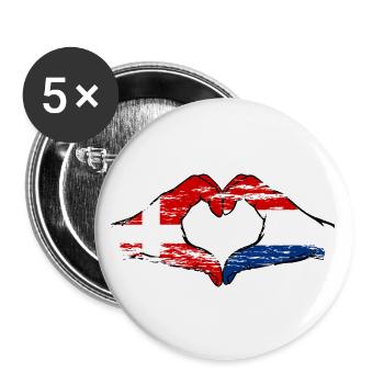 Denmark Holland Heart Shape with Hands Used - Buttons large 2.2''/56 mm (5-pack) - white - Front