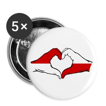 Indonesia Poland Heart Shape with Hands - Buttons large 2.2''/56 mm (5-pack) - white - Front