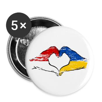 Indonesia Ukraine Heart Shape with Hands Used - Buttons large 2.2''/56 mm (5-pack) - white - Front